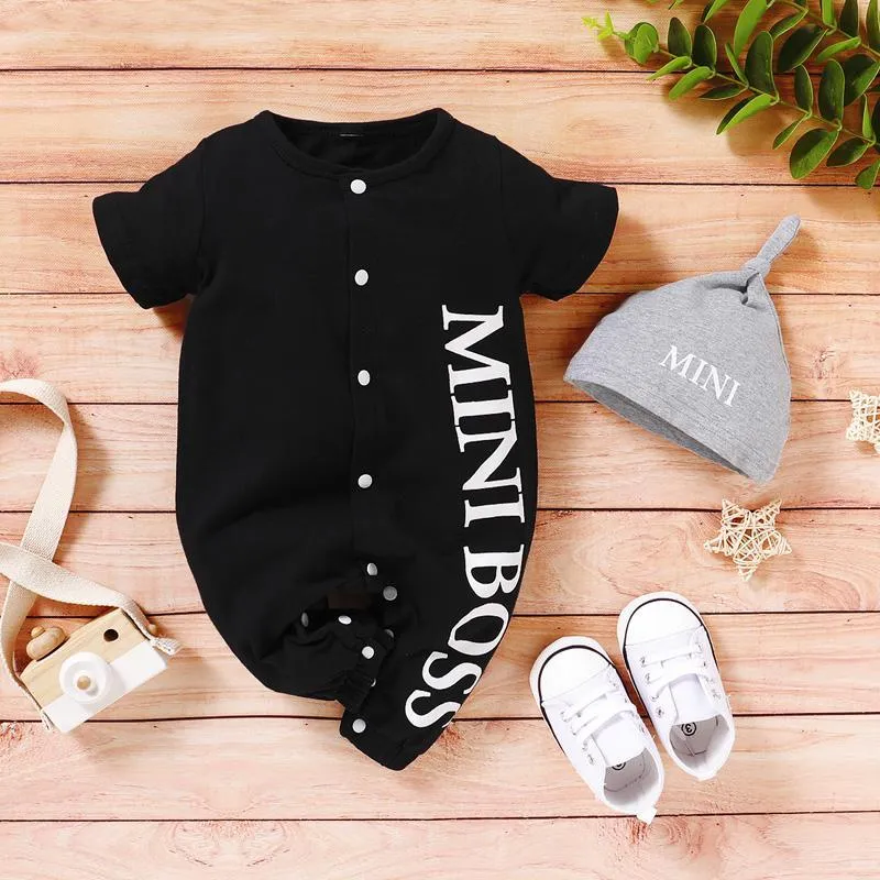 2-piece Letter Printed Bodysuit & Hat for Baby Boy（No Shoesï¼?Wholesale