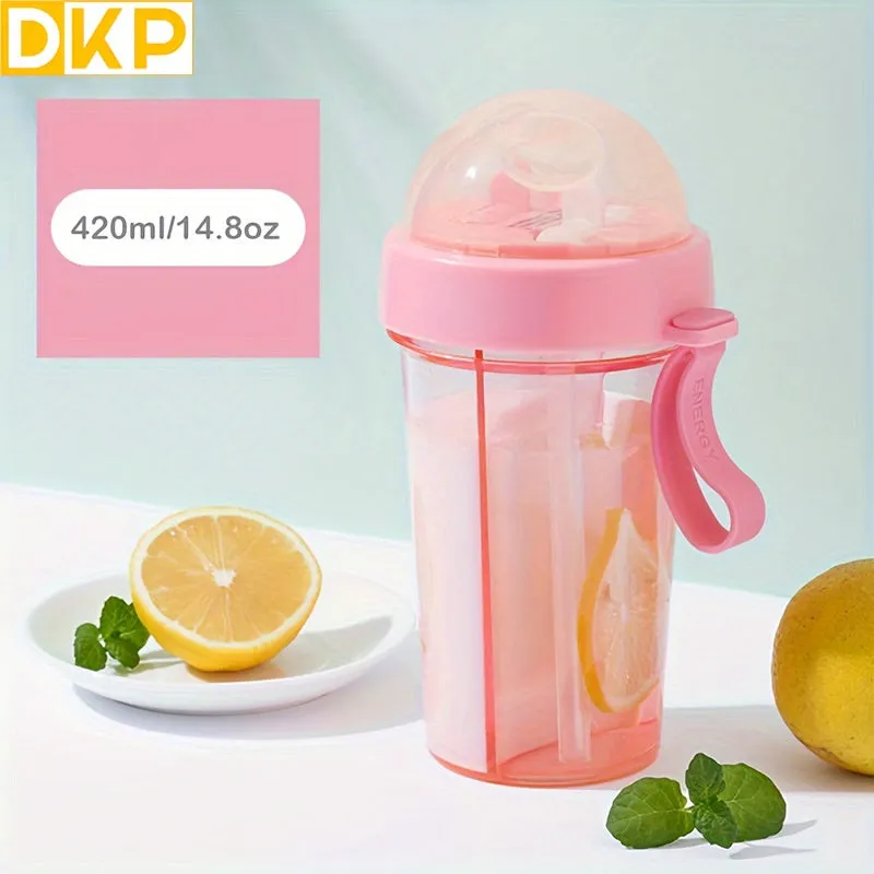 420ml/21.2oz 600ml DKP Double-Drinking Water Bottle - 14.8oz Creative Cup With Straws For Adults - Perfect For Outdoors, Cycling, Camping, Hiking, Travel, Office, Gym, And School