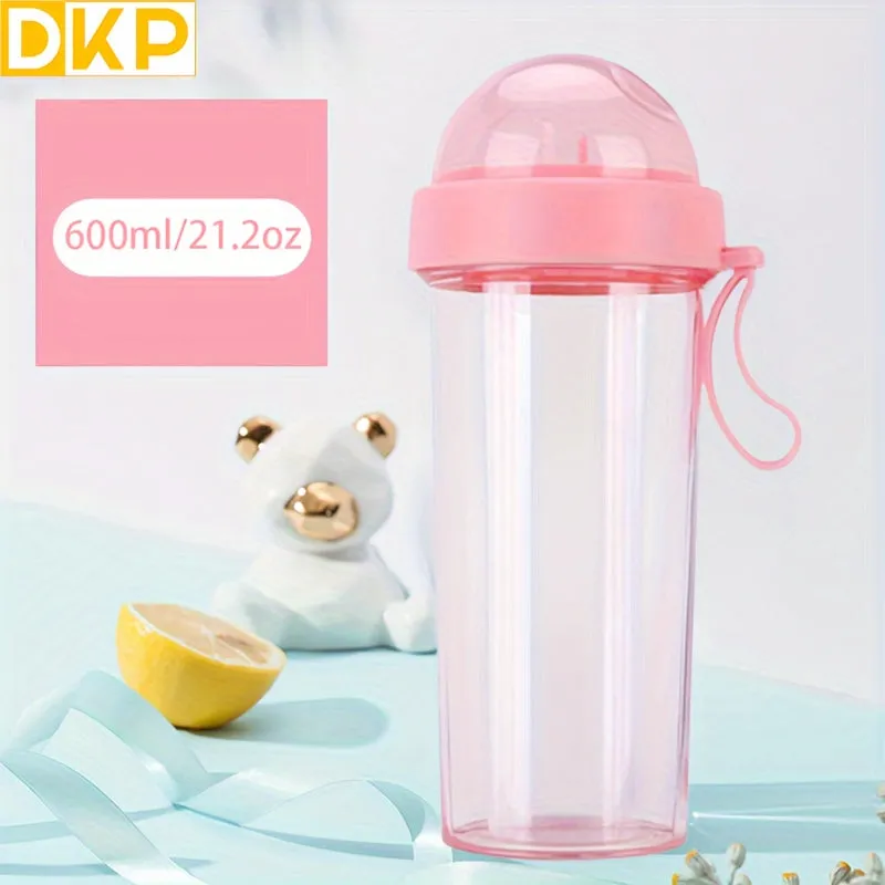 420ml/21.2oz 600ml DKP Double-Drinking Water Bottle - 14.8oz Creative Cup With Straws For Adults - Perfect For Outdoors, Cycling, Camping, Hiking, Travel, Office, Gym, And School