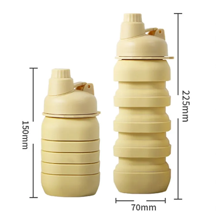 500ml Outdoor Camping Sporting Goods Large Capacity Portable Folding Silicone Kettle(Yellow)