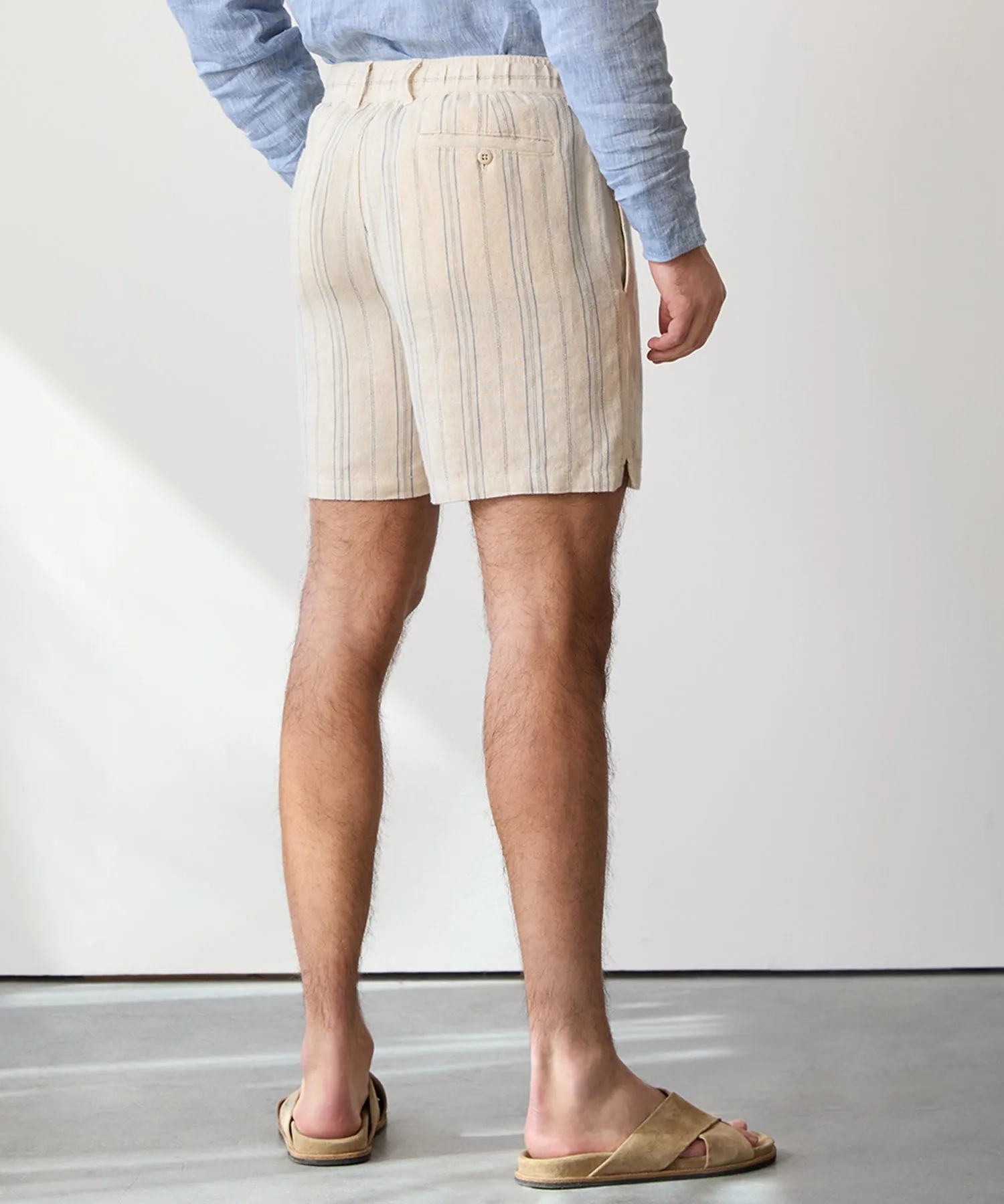 5" Linen Beachcomber Short in Cream Stripe