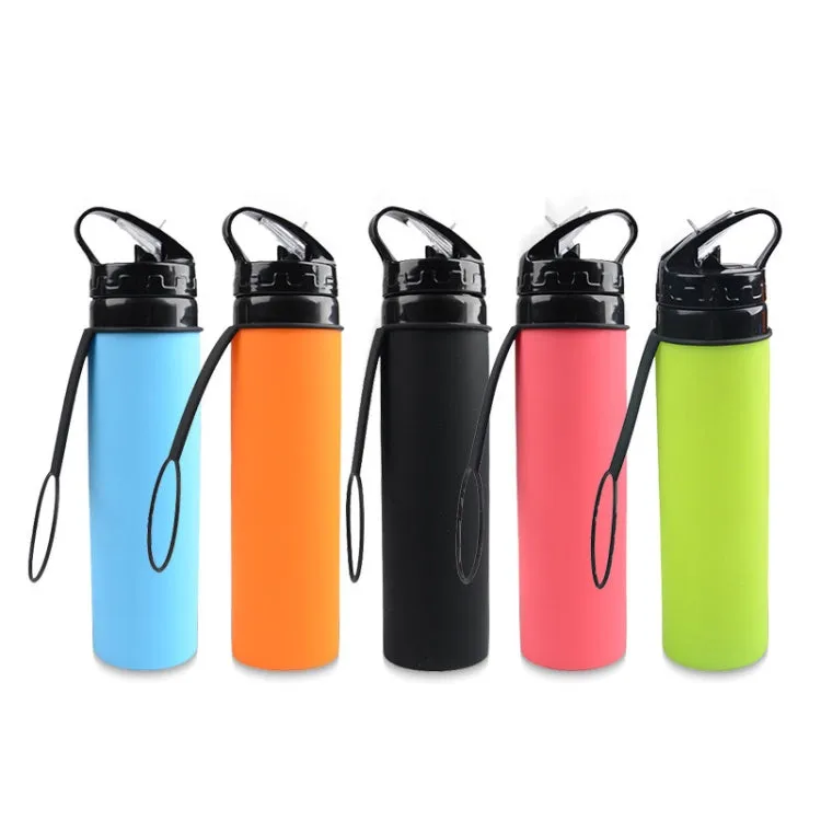 600ml Folding Silicone Riding Water Cup Portable Environmental Protection Shatterproof Silicone Water Bottle(Green)