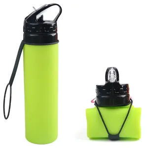 600ml Folding Silicone Riding Water Cup Portable Environmental Protection Shatterproof Silicone Water Bottle(Green)