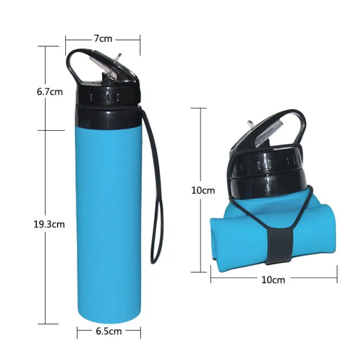 600ml Folding Silicone Riding Water Cup Portable Environmental Protection Shatterproof Silicone Water Bottle(Green)