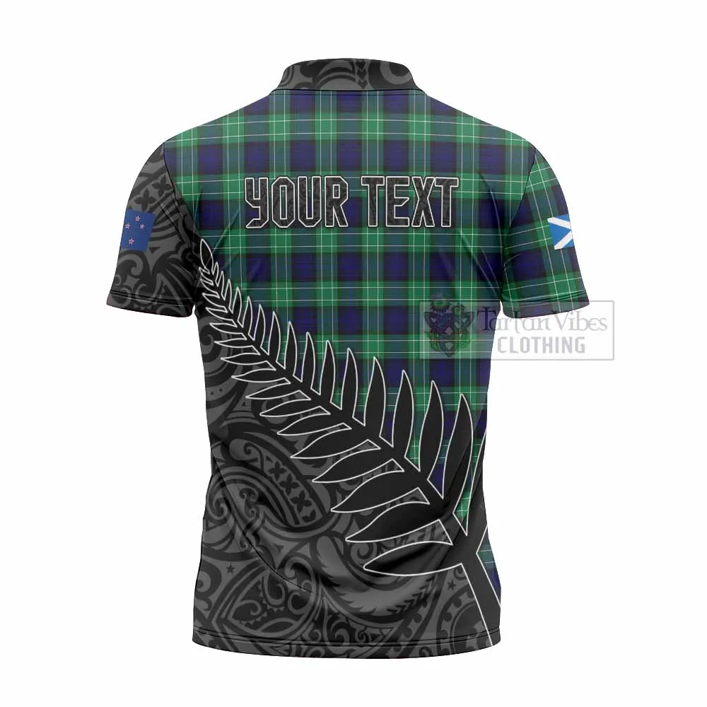 Abercrombie Crest Tartan Zipper Polo Shirt with New Zealand Silver Fern Half Style