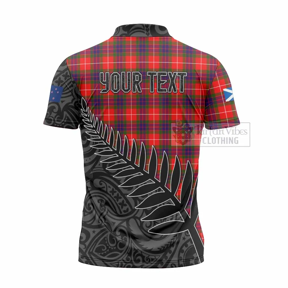 Abernethy Crest Tartan Zipper Polo Shirt with New Zealand Silver Fern Half Style