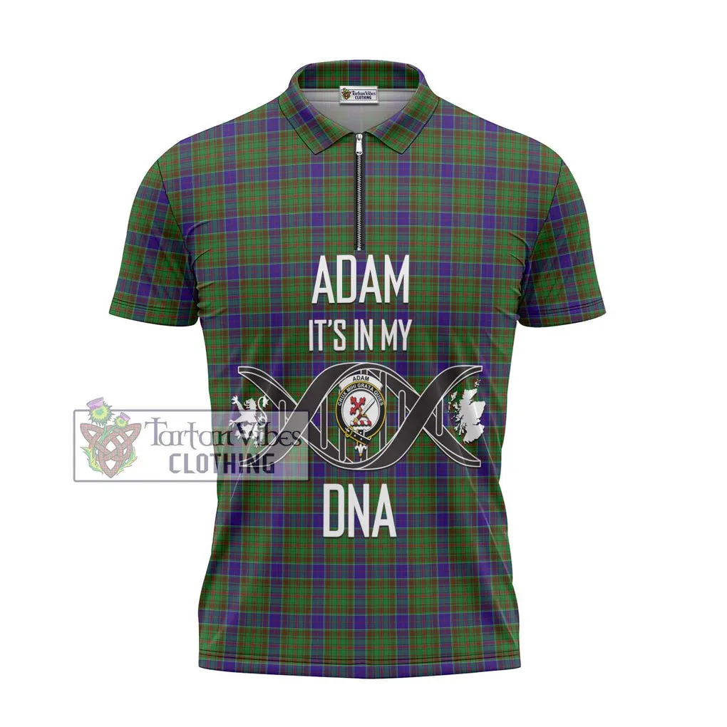 Adam Tartan Zipper Polo Shirt with Family Crest DNA In Me Style