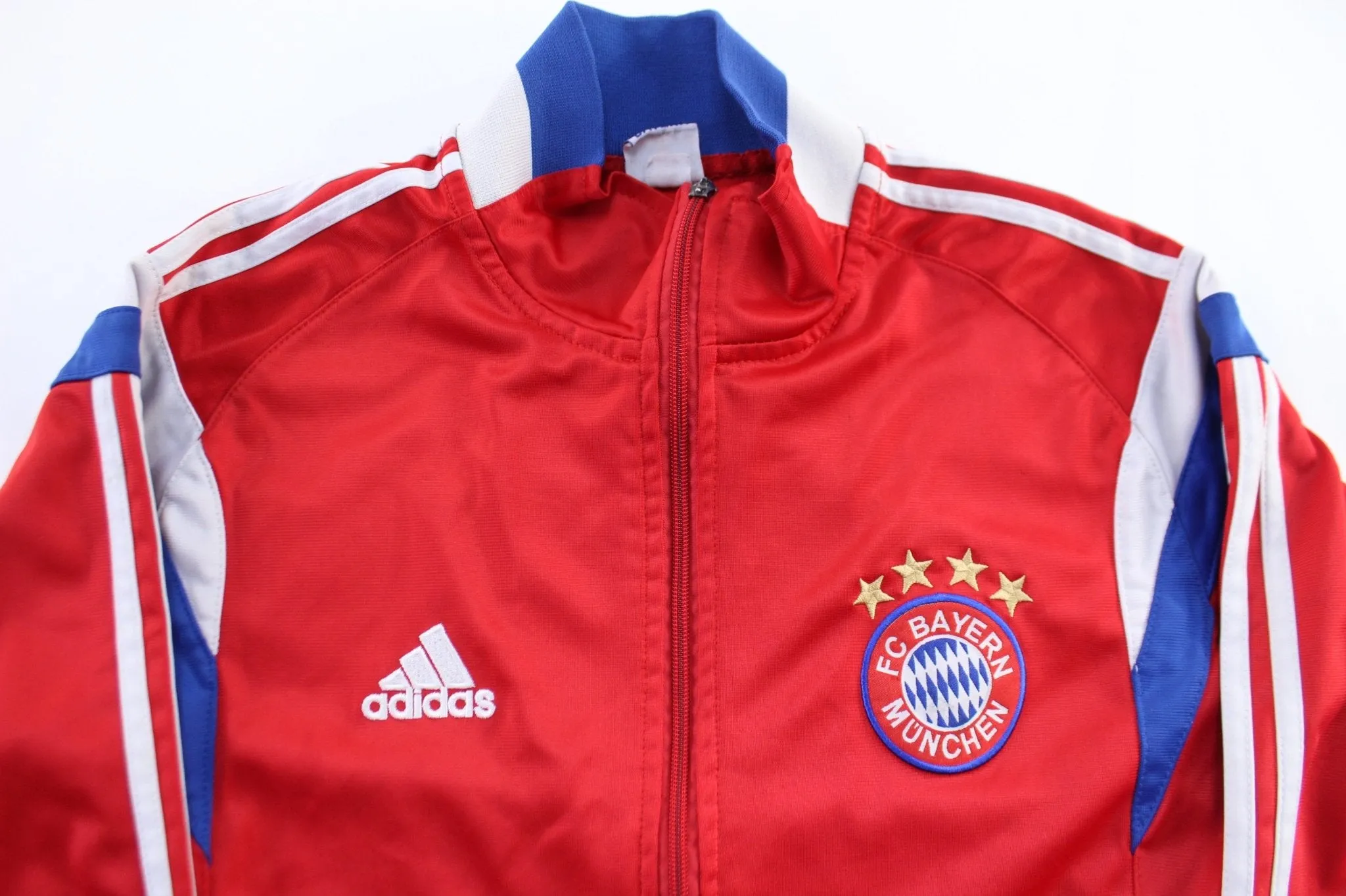 Adidas Embroidered Logo FC Bayern Munchen Striped Zip Up Jacket