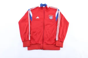 Adidas Embroidered Logo FC Bayern Munchen Striped Zip Up Jacket