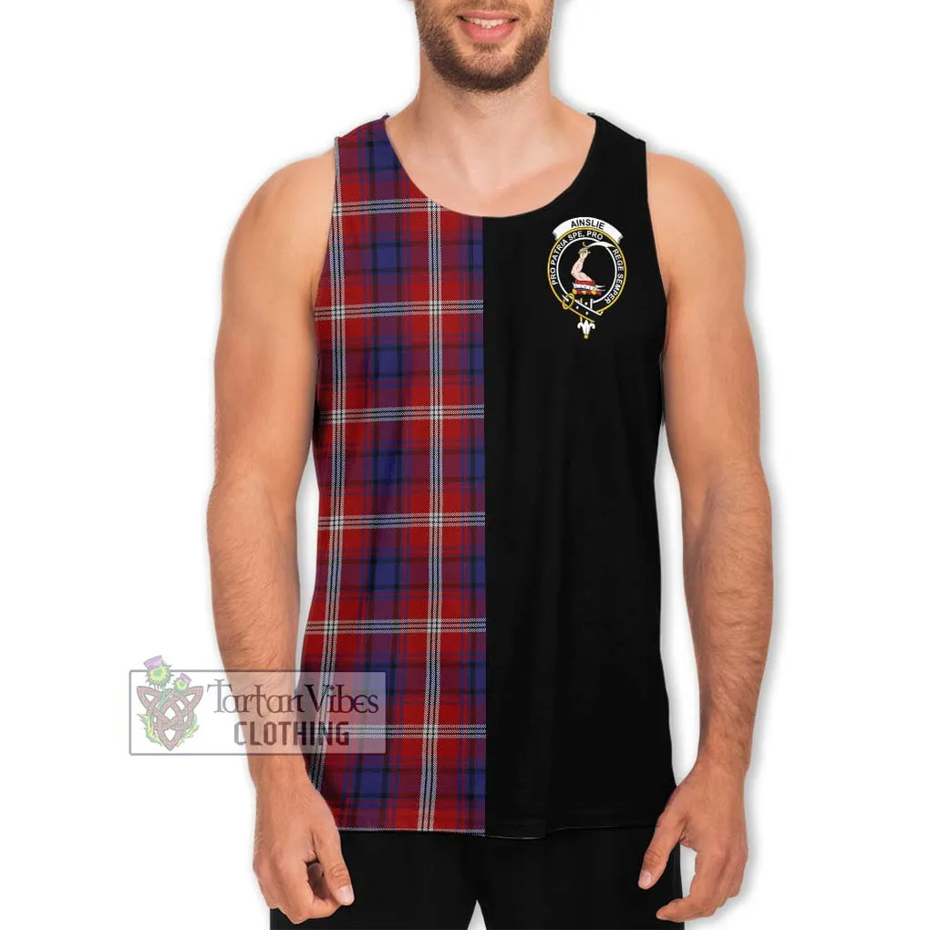 Ainslie Tartan Men's Tank Top with Family Crest and Half Of Me Style