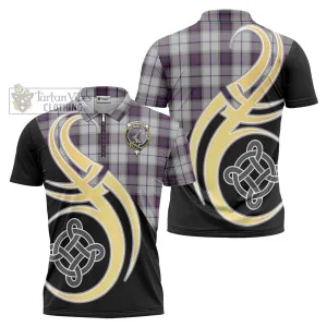 Alexander of Menstry Dress Tartan Zipper Polo Shirt with Family Crest and Celtic Symbol Style