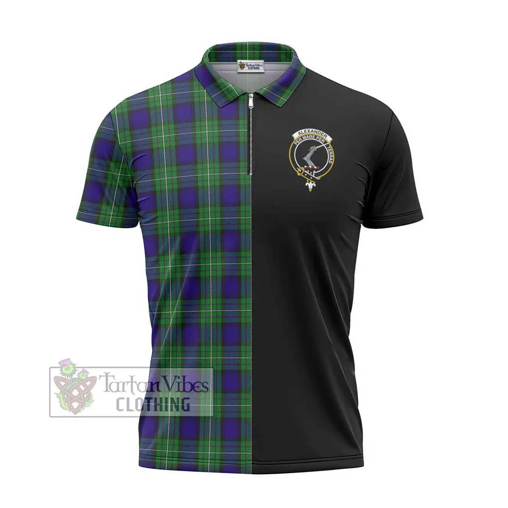 Alexander Tartan Zipper Polo Shirt with Family Crest and Half Of Me Style