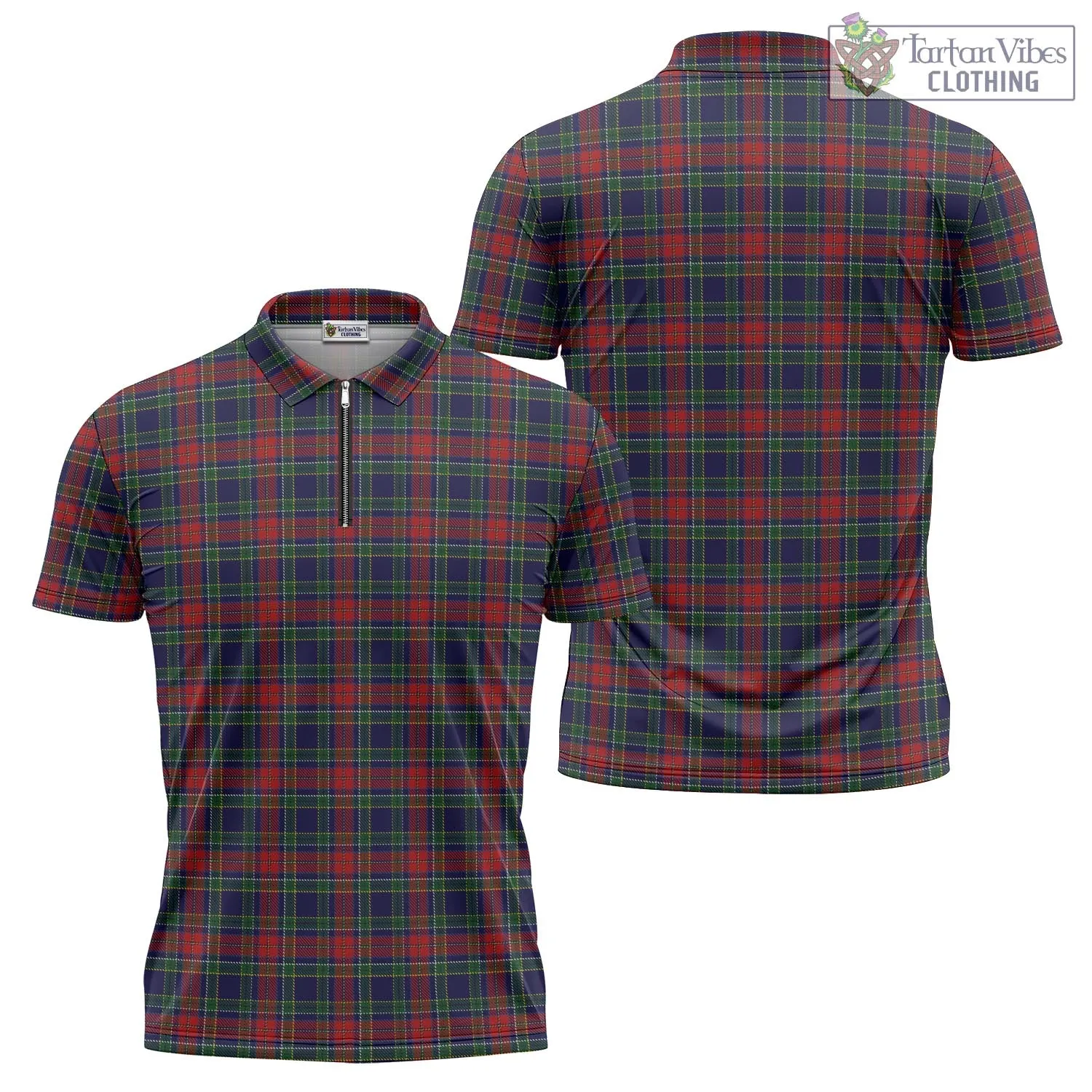 Allison Red Tartan Zipper Polo Shirt