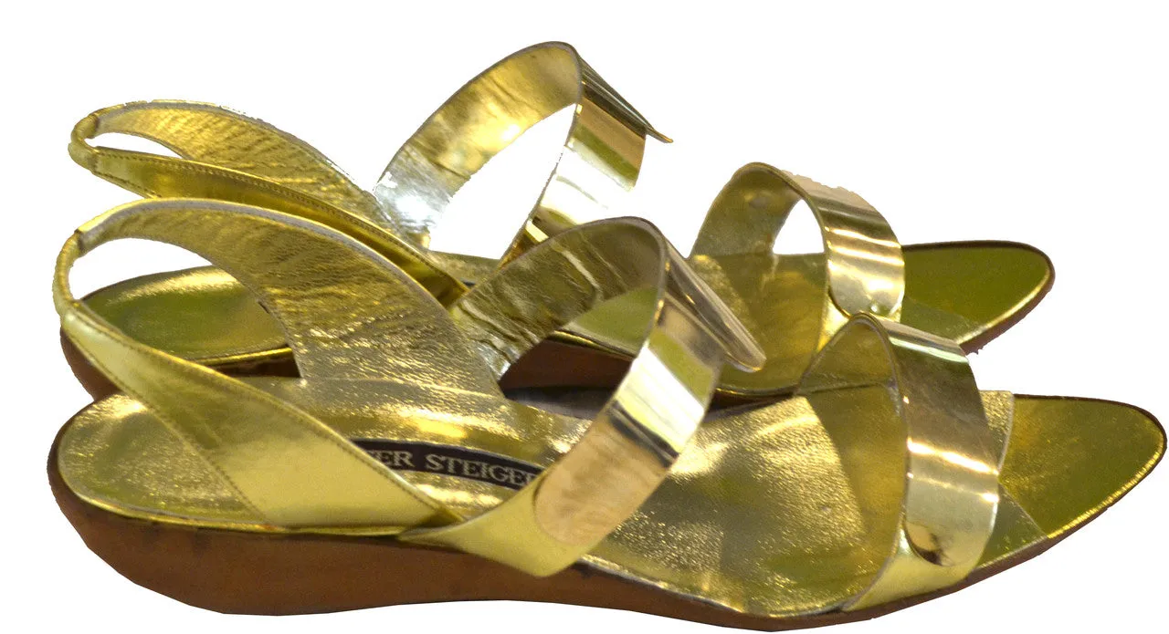 Amazing Gold Metal Walter Steiger Vintage Sandals 10 B