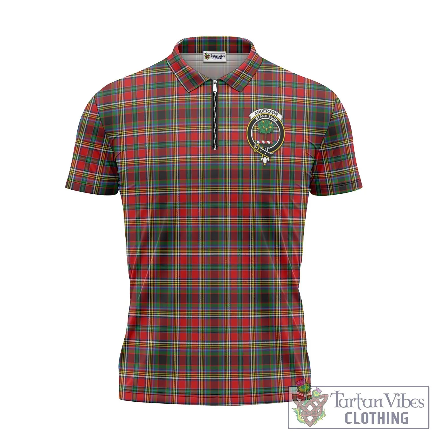 Anderson of Arbrake Tartan Zipper Polo Shirt with Family Crest