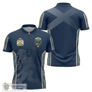 Anderson Tartan Zipper Polo Shirt with Family Crest and Lion Rampant Vibes Sport Style