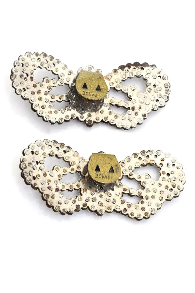 Antique Cut Steel Butterfly Shoe Clips Made in France