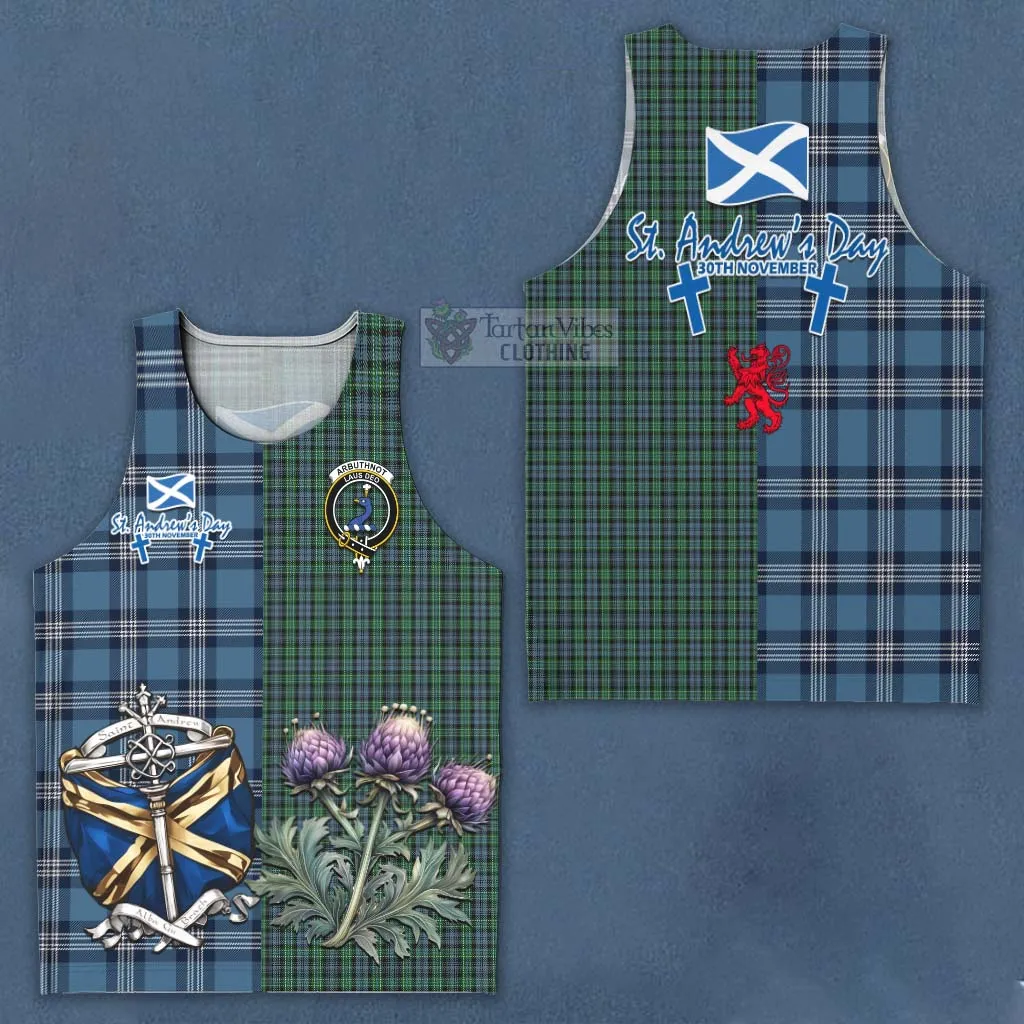 Arbuthnot Tartan Men's Tank Top Happy St. Andrew's Day Half Tartan Style