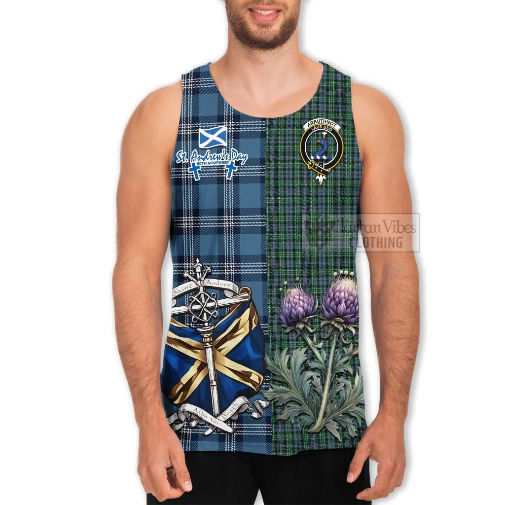 Arbuthnot Tartan Men's Tank Top Happy St. Andrew's Day Half Tartan Style