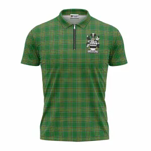 Aston Irish Clan Tartan Zipper Polo Shirt with Coat of Arms