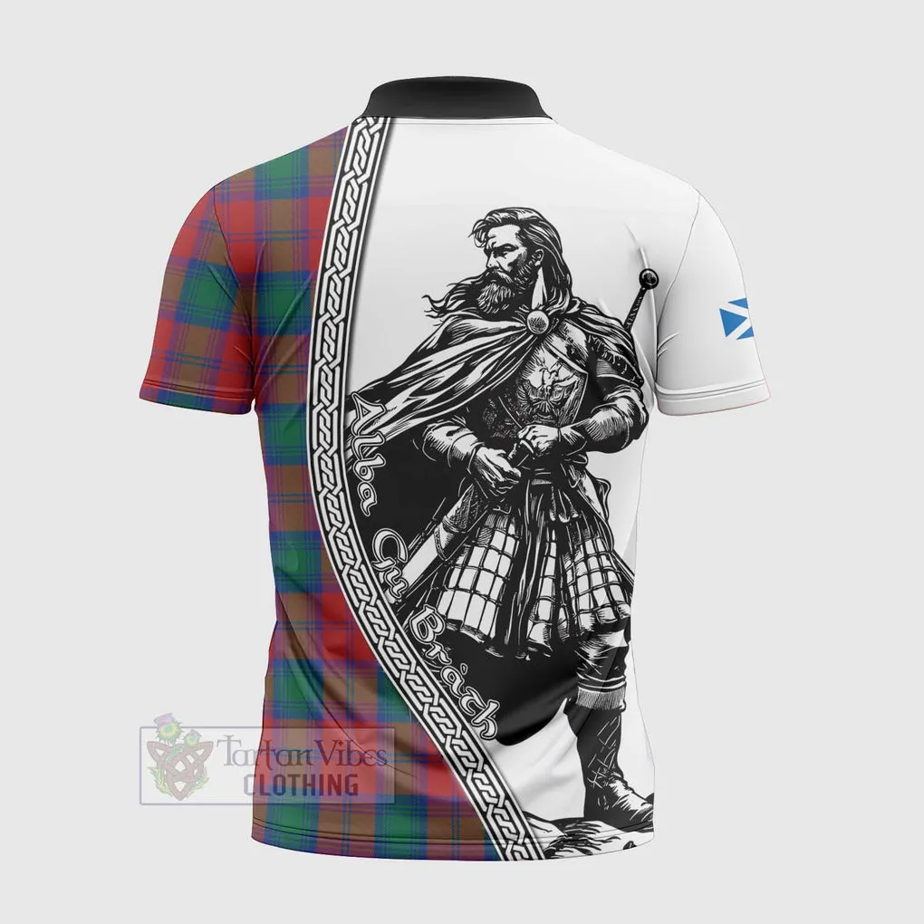 Auchinleck (Affleck) Tartan Clan Crest Zipper Polo Shirt with Highlander Warrior Celtic Style