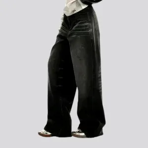 Baggy fit retro creased jeans for women