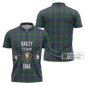 Bailey Tartan Zipper Polo Shirt with Family Crest DNA In Me Style