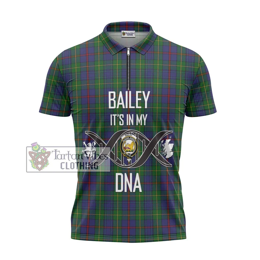 Bailey Tartan Zipper Polo Shirt with Family Crest DNA In Me Style