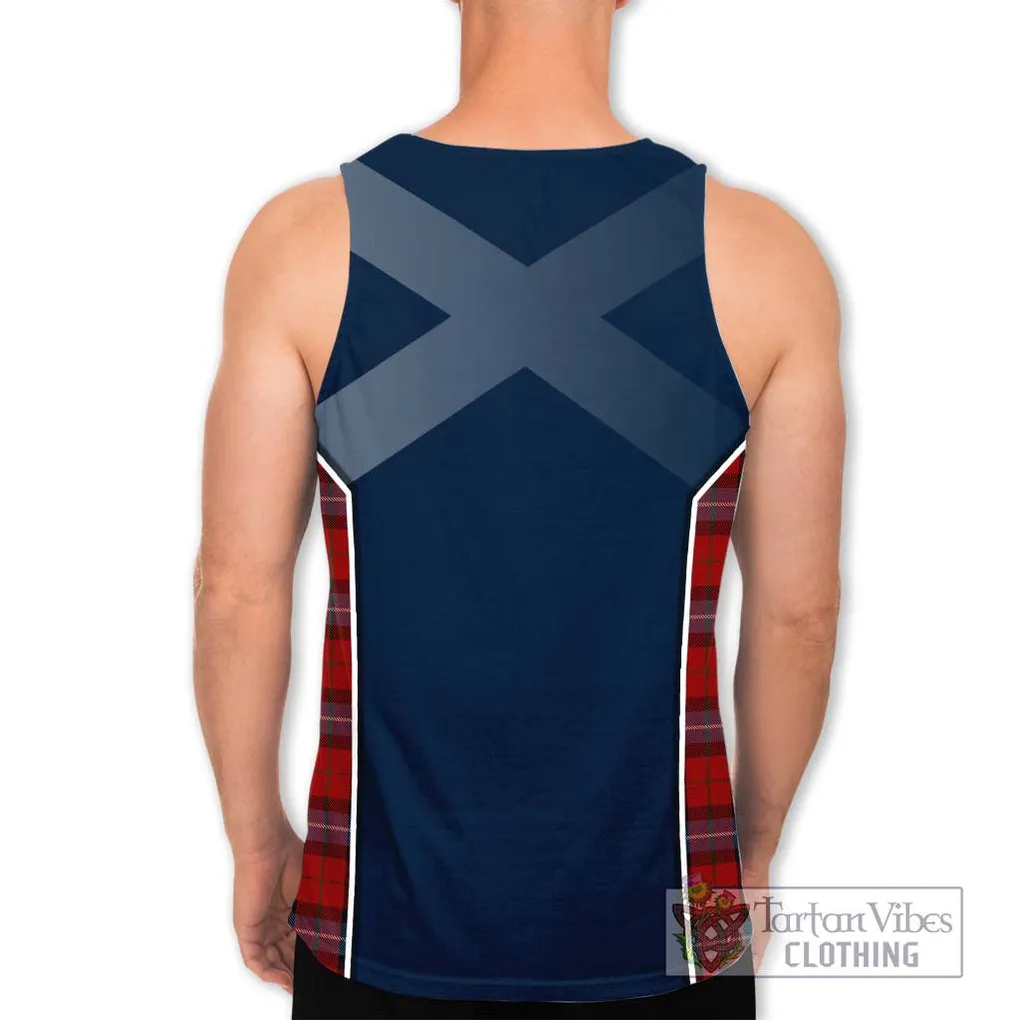 Baillie of Polkemmet Red Tartan Men's Tank Top with Family Crest and Lion Rampant Vibes Sport Style