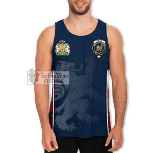 Baillie of Polkemmet Red Tartan Men's Tank Top with Family Crest and Lion Rampant Vibes Sport Style