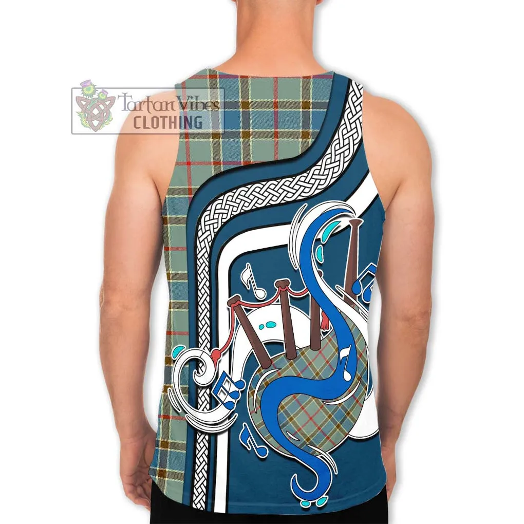 Balfour Blue Tartan Men's Tank Top with Epic Bagpipe Style