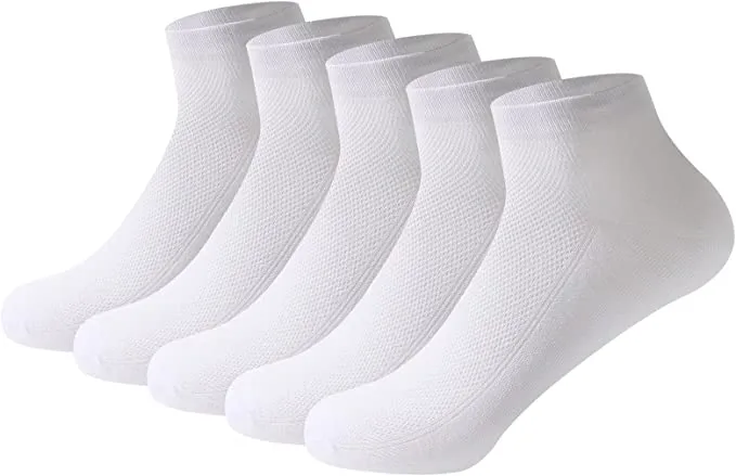 Bamboo Men Ankle Socks Thin Mesh Light Anti Odor Low Cut Soft Athletic Breathable Sock 5 Pairs