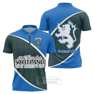 Barclay Family Crest Tartan Zipper Polo Shirt Celebrate Saint Andrew's Day in Style