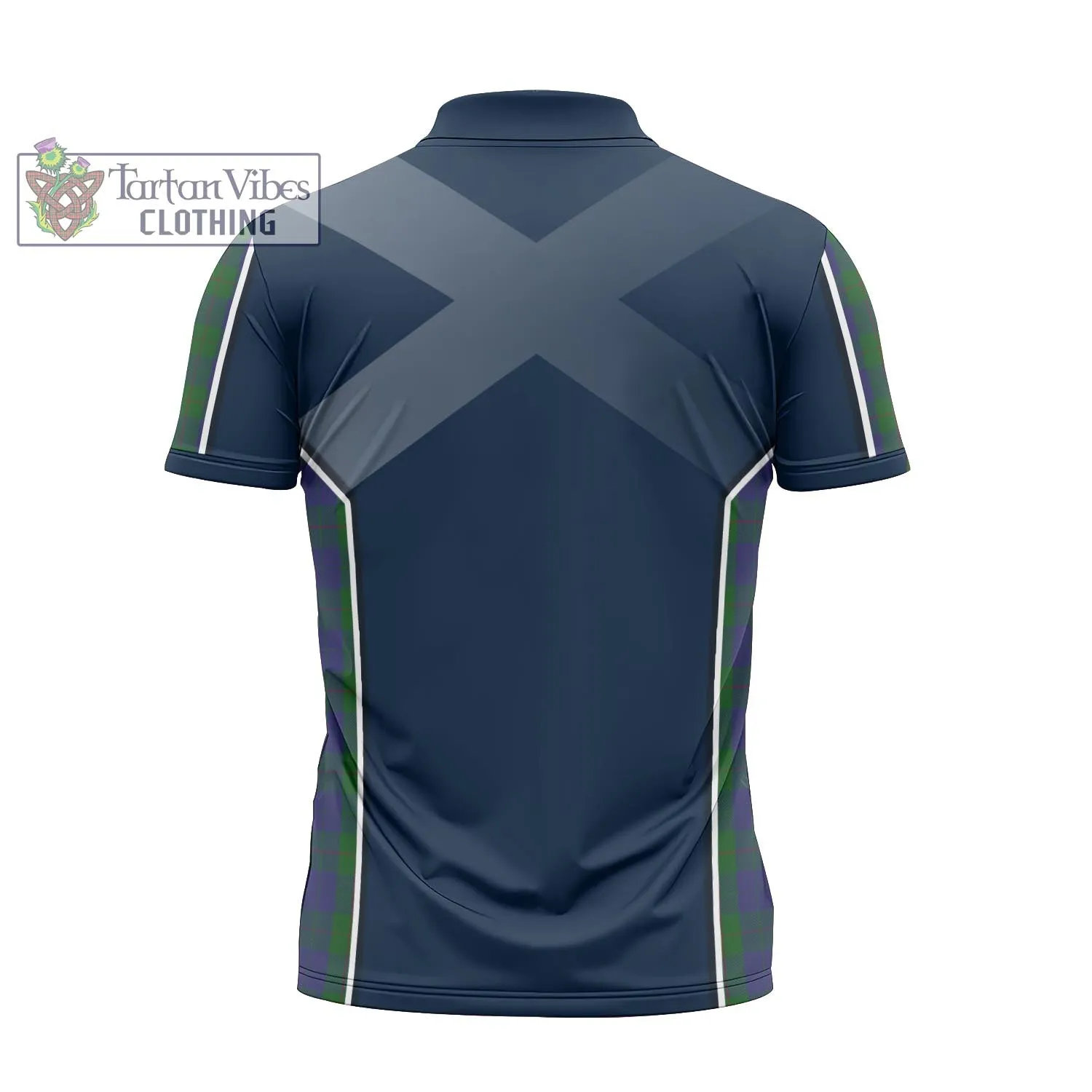 Barclay Tartan Zipper Polo Shirt with Family Crest and Scottish Thistle Vibes Sport Style