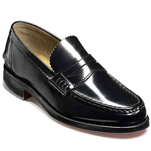 BARKER Caruso Shoes – Mens Loafers – Black Hi-Shine