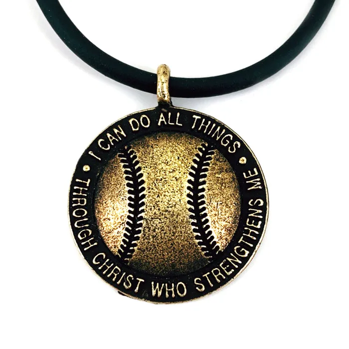 Baseball Necklace Brass