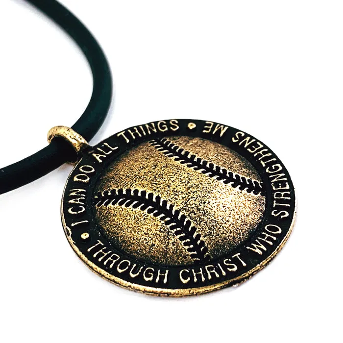 Baseball Necklace Brass