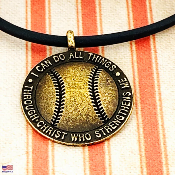 Baseball Necklace Brass