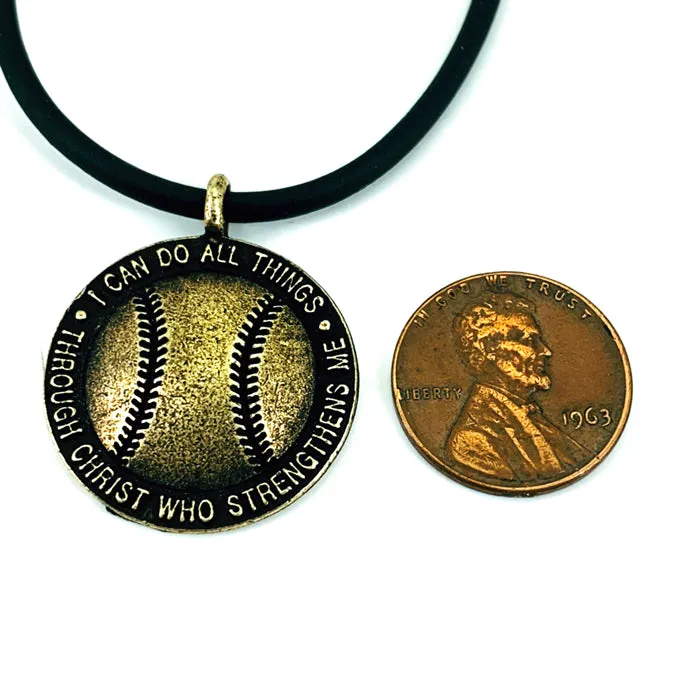 Baseball Necklace Brass