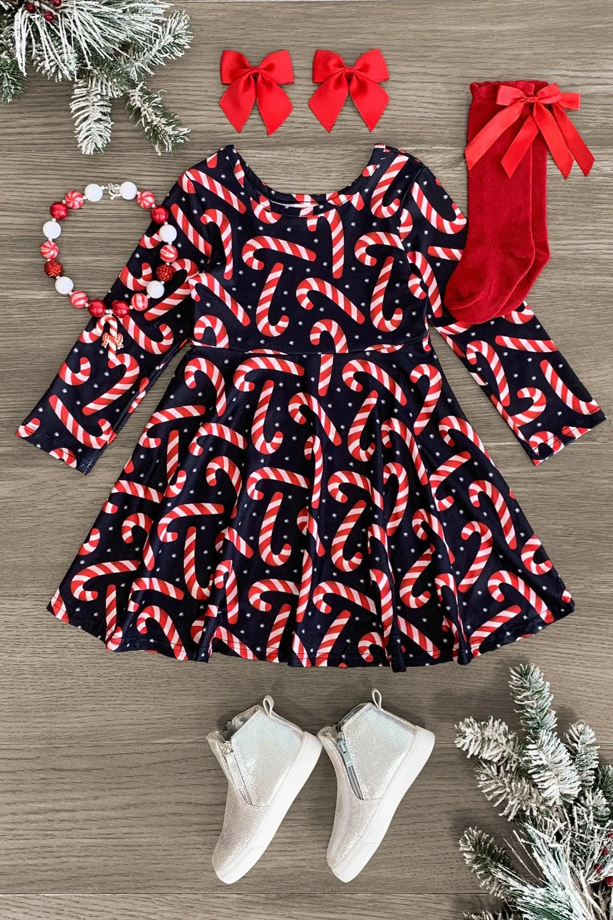 Black Candy Cane Winter Dress