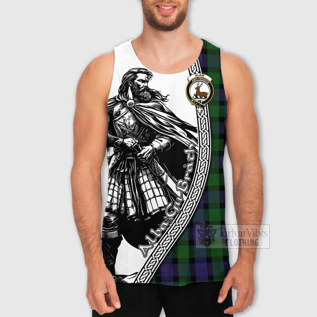 Blair Tartan Clan Crest Men's Tank Top with Highlander Warrior Celtic Style