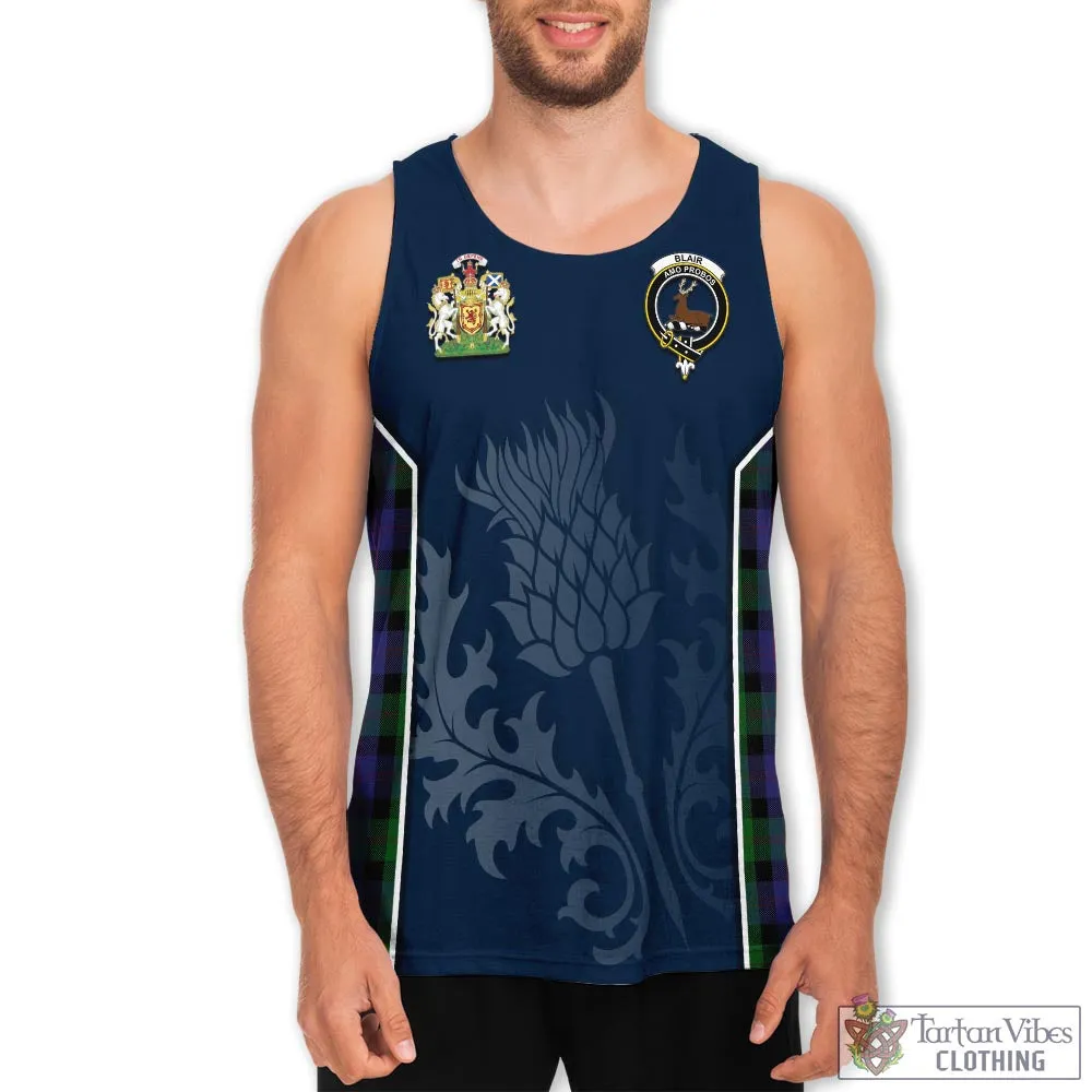 Blair Tartan Men's Tanks Top with Family Crest and Scottish Thistle Vibes Sport Style