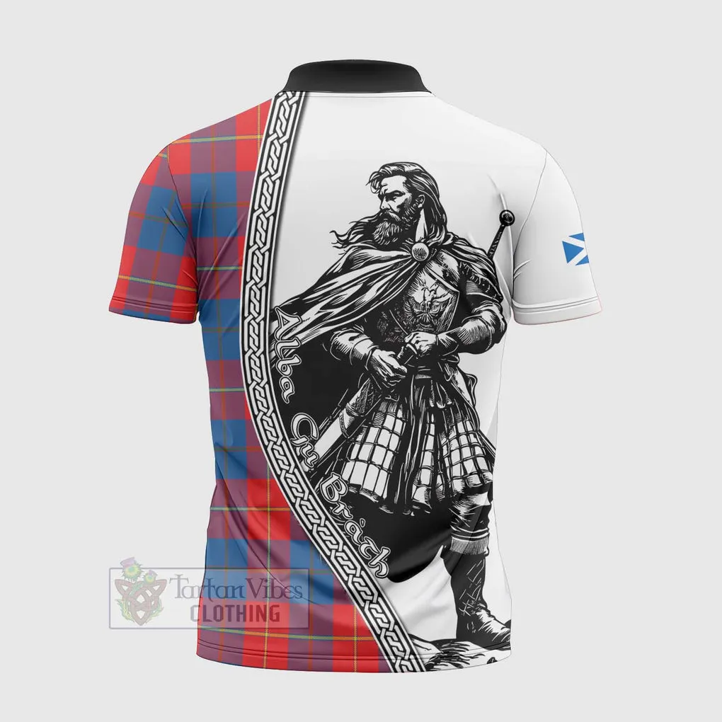 Blane Tartan Clan Crest Zipper Polo Shirt with Highlander Warrior Celtic Style