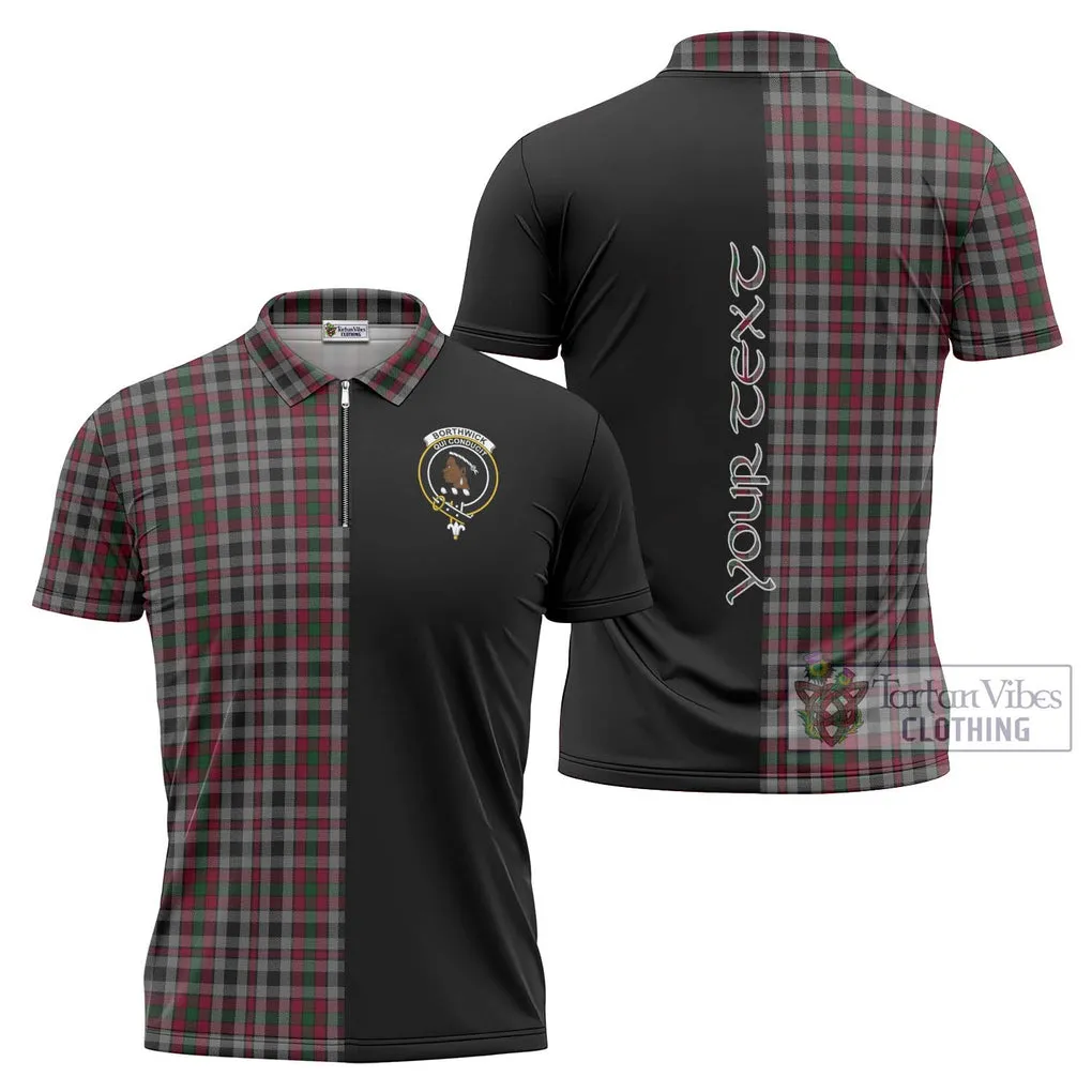 Borthwick Tartan Zipper Polo Shirt with Family Crest and Half Of Me Style