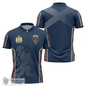 Borthwick Tartan Zipper Polo Shirt with Family Crest and Lion Rampant Vibes Sport Style