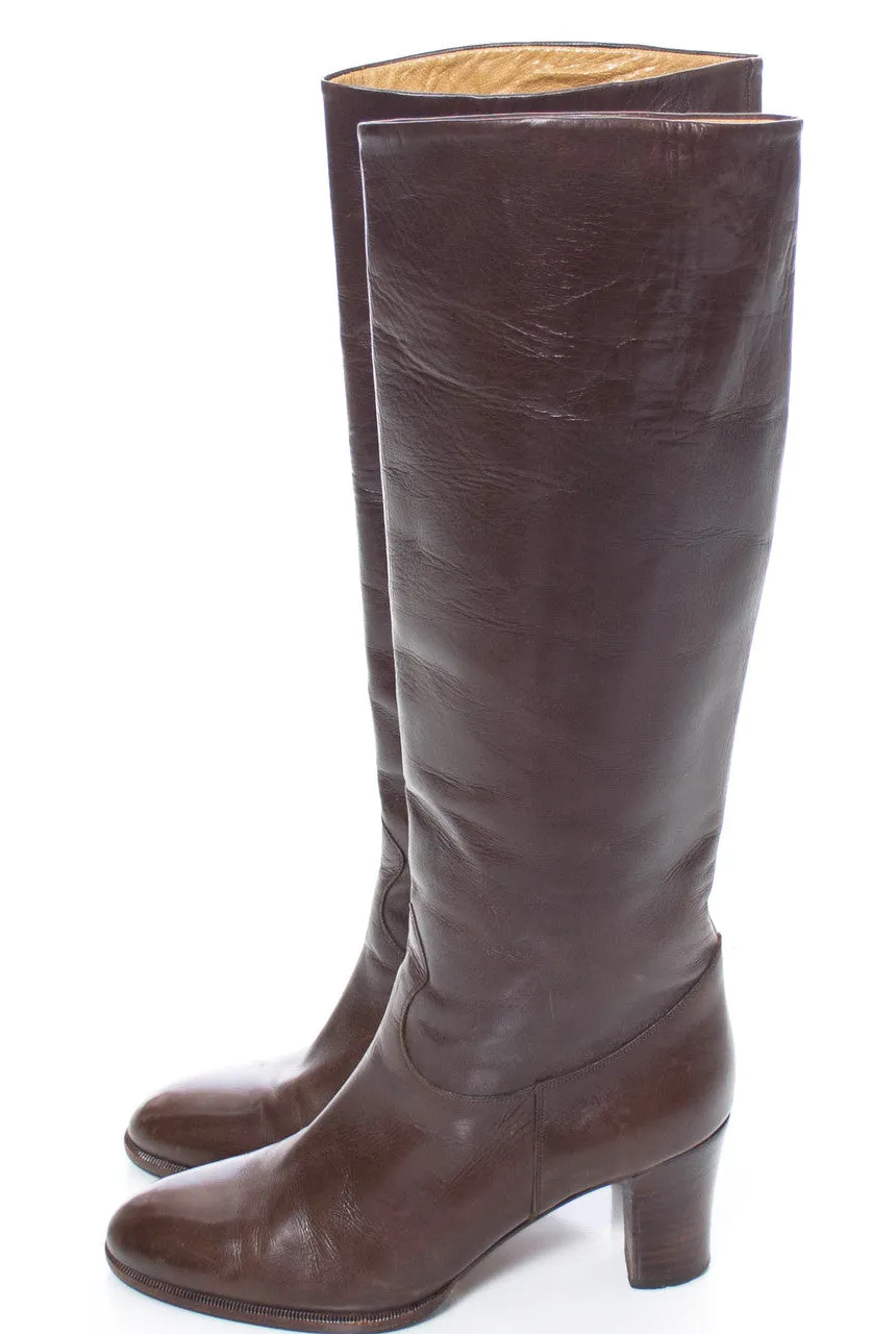 Boutique Mancini Vintage Brown Leather Boots 7.5