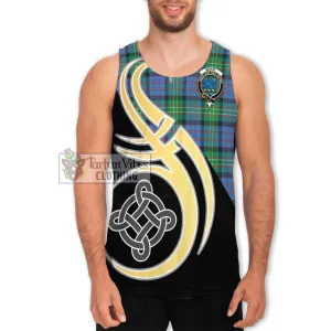 Bowie Ancient Tartan Men's Tank Top with Family Crest and Celtic Symbol Style