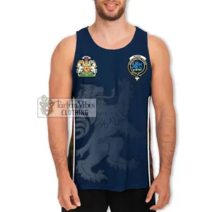 Bowie Tartan Men's Tank Top with Family Crest and Lion Rampant Vibes Sport Style