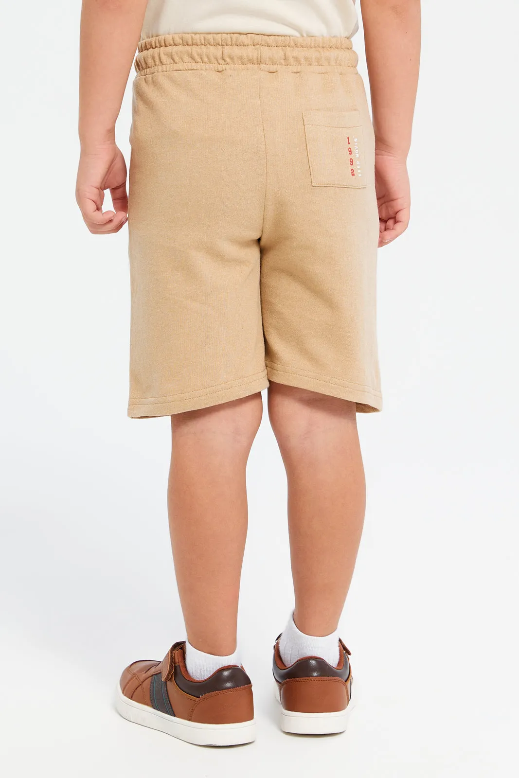 Boys Beige Basic Knit Shorts