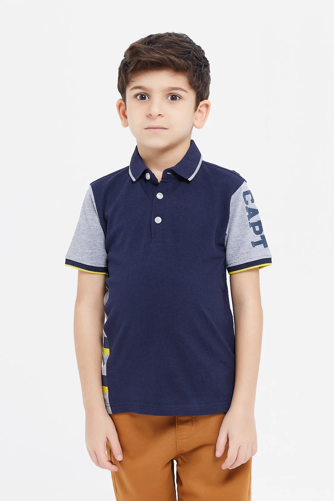 Boys Navy Captain Adorable Polo Shirt